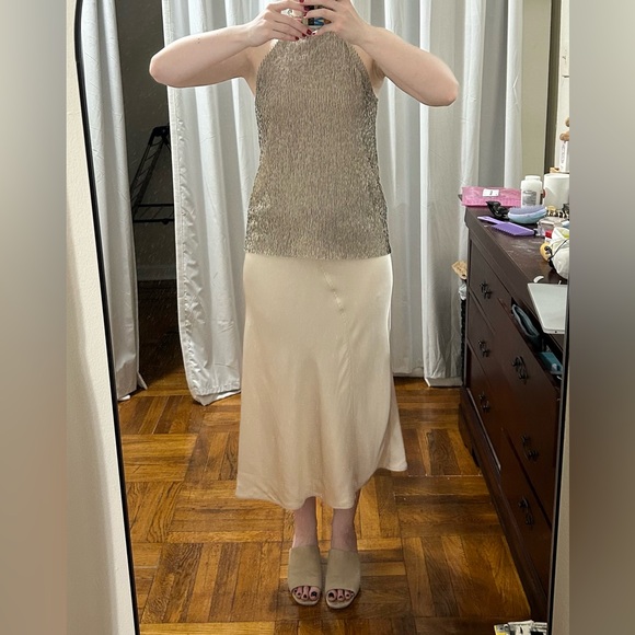 & Other Stories Dresses & Skirts - & Other Stories Satin Midi Skirt – Beige Mermaid Silhouette